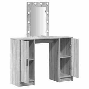 Schminktisch Grau mit Spiegel und LED