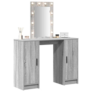 Schminktisch Grau mit Spiegel und LED