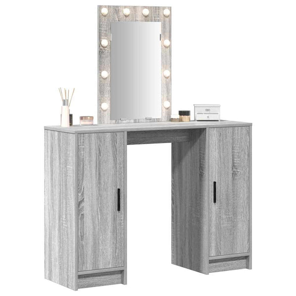 Schminktisch Grau mit Spiegel und LED