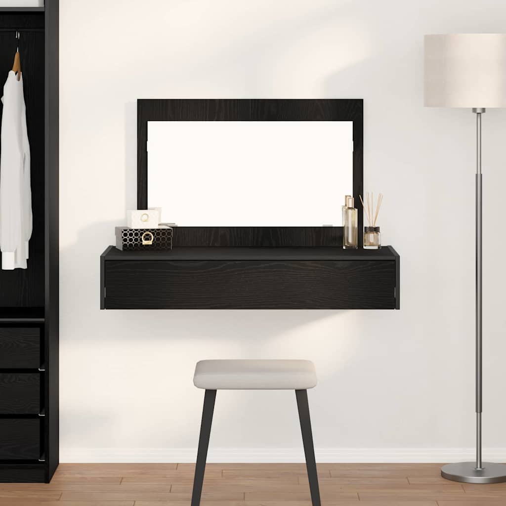 Schminktisch Schwarz mit Spiegel 100x40 cm