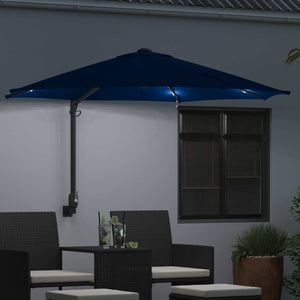 Azurblauer Garten-Sonnenschirm mit LED