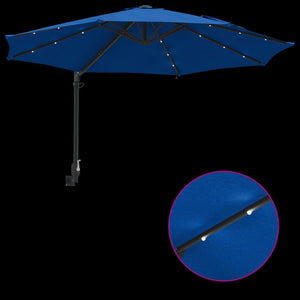 Azurblauer Garten-Sonnenschirm mit LED