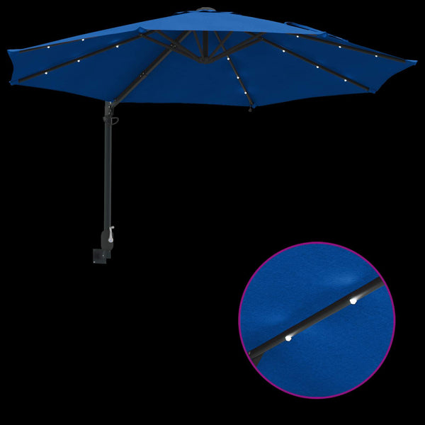 Azurblauer Garten-Sonnenschirm mit LED