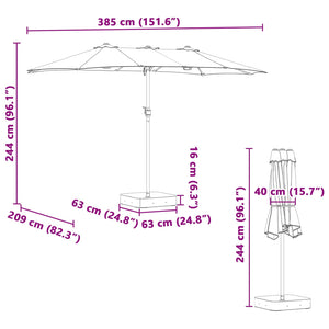 Anthrazit Garten-Sonnenschirm 385 cm