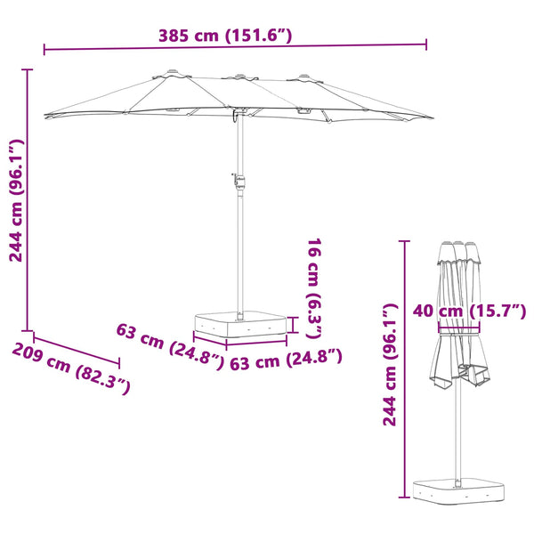 Anthrazit Garten-Sonnenschirm 385 cm