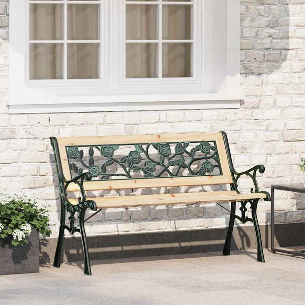 Gartenbank Holz Braun mit Kissen 116cm