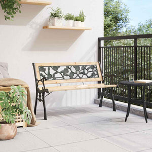 Gartenbank Holz Braun mit Kissen 116cm