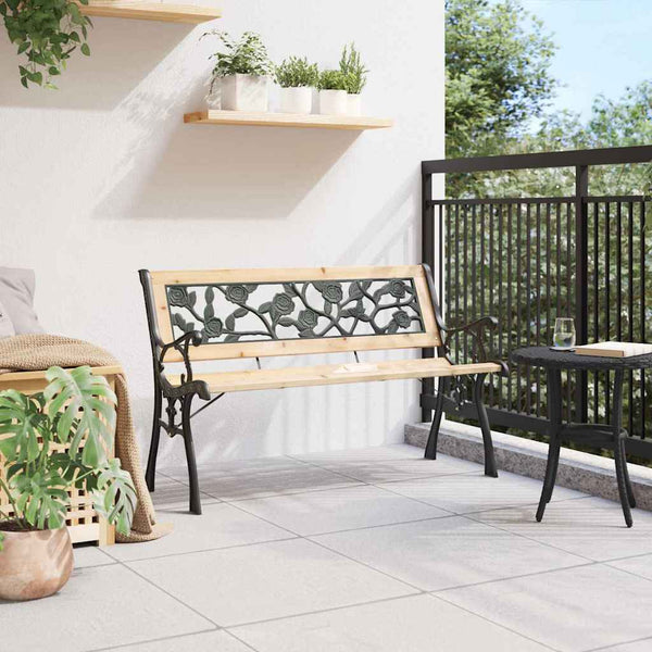 Gartenbank Holz Braun mit Kissen 116cm