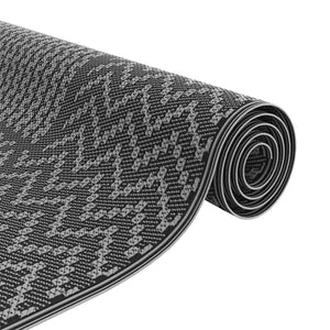 Outdoor Teppich Chevron Schwarz/Grau 600x300cm