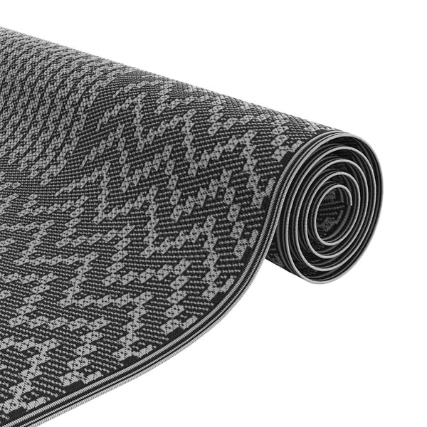 Outdoor Teppich Chevron Schwarz/Grau 600x300cm