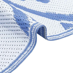 Outdoor Teppich Floral Babyblau Weiß 400x300cm