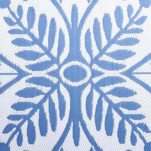 Outdoor Teppich Floral Babyblau Weiß 400x300cm