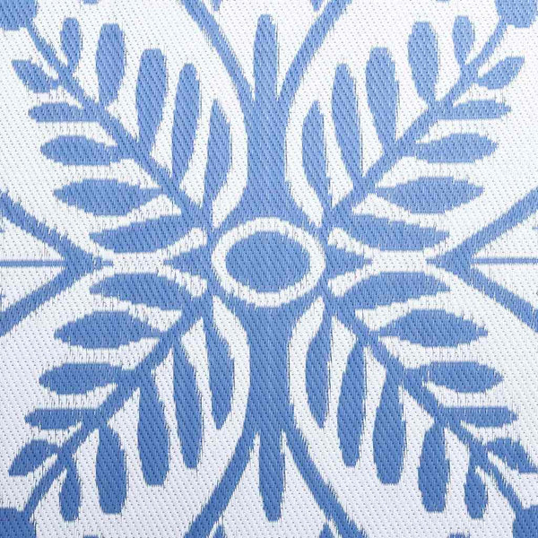 Outdoor Teppich Floral Babyblau Weiß 400x300cm