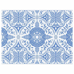 Outdoor Teppich Floral Babyblau Weiß 400x300cm