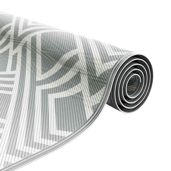 Outdoor Teppich Geometrisch Grau/Weiß 400x300cm