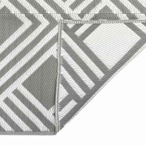 Outdoor Teppich Geometrisch Grau/Weiß 400x300cm