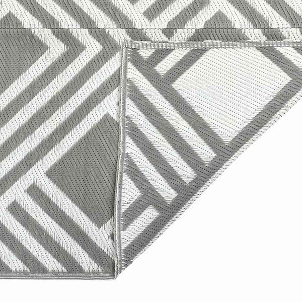 Outdoor Teppich Geometrisch Grau/Weiß 400x300cm