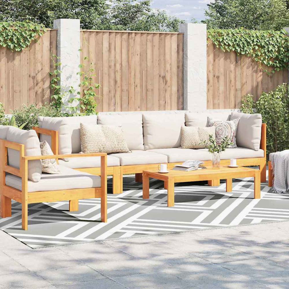 Outdoor Teppich Geometrisch Grau/Weiß 400x300cm