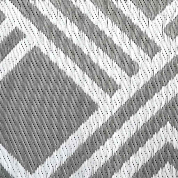 Outdoor Teppich Geometrisch Grau/Weiß 400x300cm