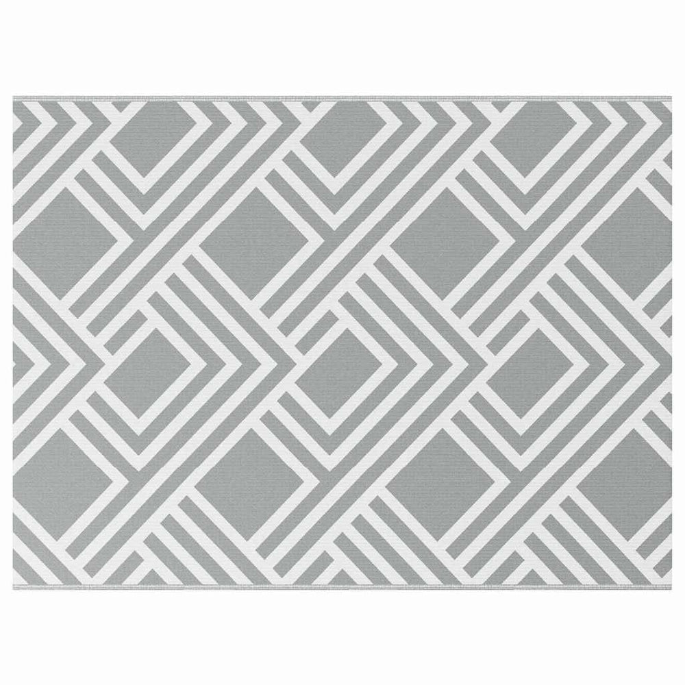 Outdoor Teppich Geometrisch Grau/Weiß 400x300cm