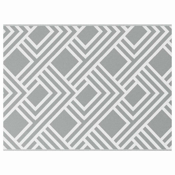 Outdoor Teppich Geometrisch Grau/Weiß 400x300cm