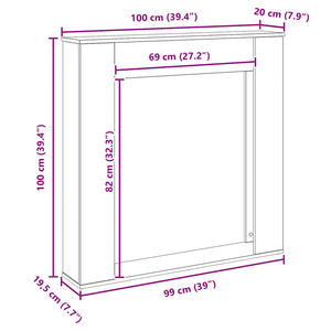 Schwarze Kaminumrandung Eichen-Optik 100cm
