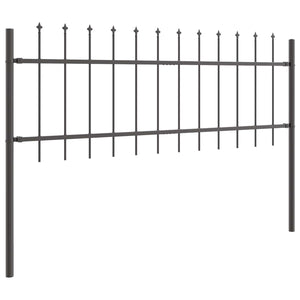 Gartenzaun 2er Set Grau Stahl 3,4x0,6m
