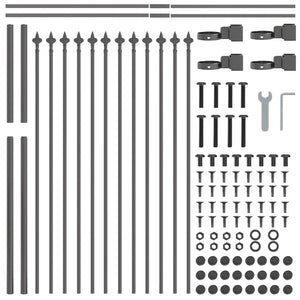 Gartenzaun 2er Set Grau Stahl 3,4x0,8m