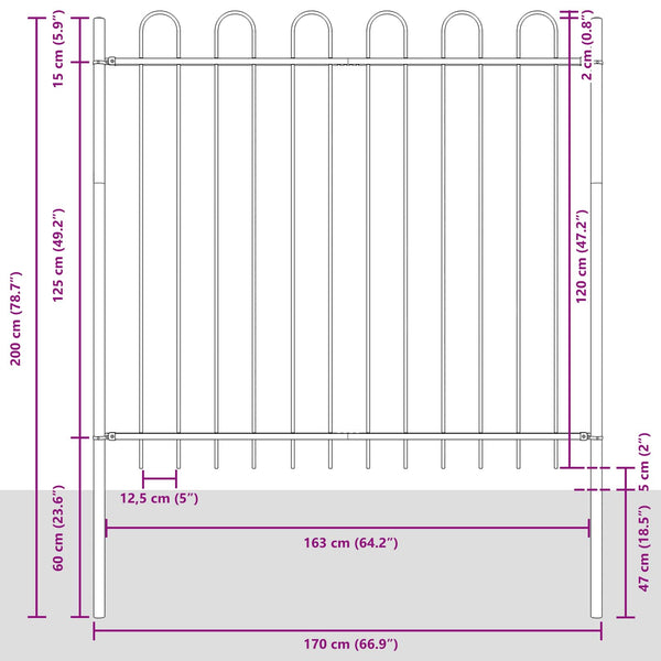 Gartenzaun, 2er Set, Weiß, 3,4x1,2 m