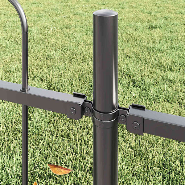 Gartenzaun Set, 4-teilig, Stahl, Grau, 6,8x1,5m