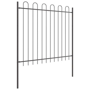 Gartenzaun Set, 4-teilig, Stahl, Grau, 6,8x1,5m