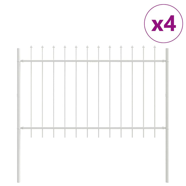 Gartenzaun 4er Set, Stahl, Weiß, 6,8 x 1 m