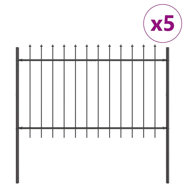 Gartenzaun Set Grau, 5-teilig, Stahl