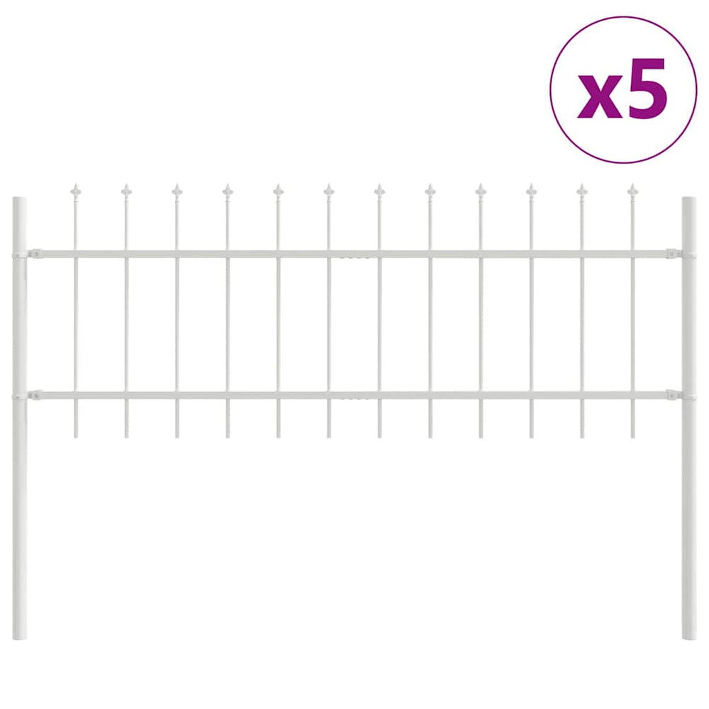 vidaXL Clôture de jardin 5 pcs Blanc 8,5 x 0,6 m Acier thermolaqué