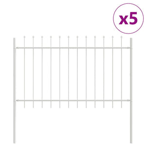 Gartenzaun Set Weiß, 5-teilig, Stahl