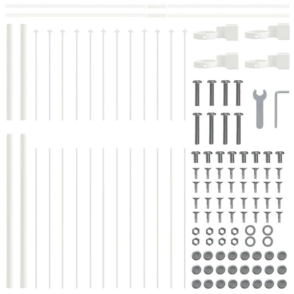 Weißer Gartenzaun 8,5x1,5m, 5er Set