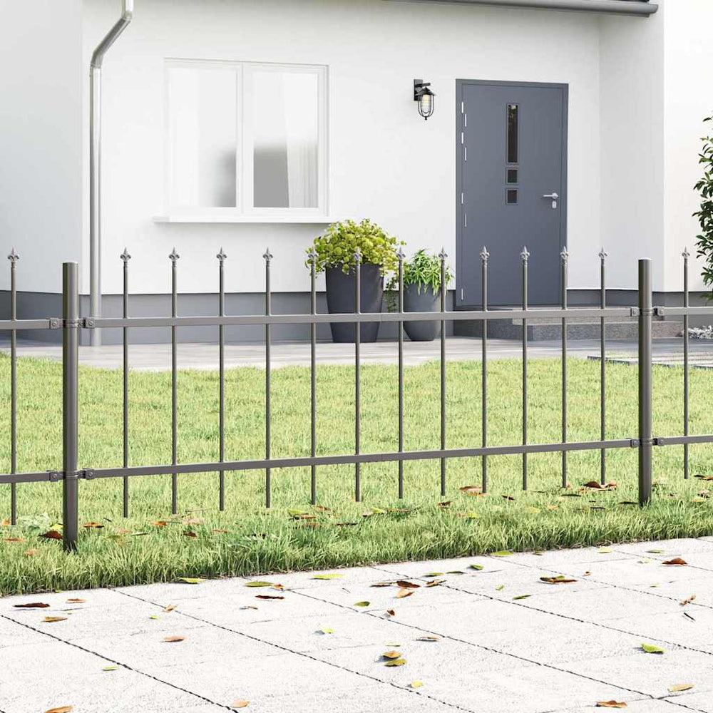 vidaXL Clôture de jardin 6 pcs Gris 10,2 x 0,6 m Acier enduit de poudre
