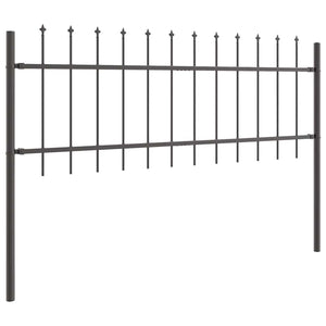 Gartenzaun 6er Set Grau Stahl 10,2x0,6m