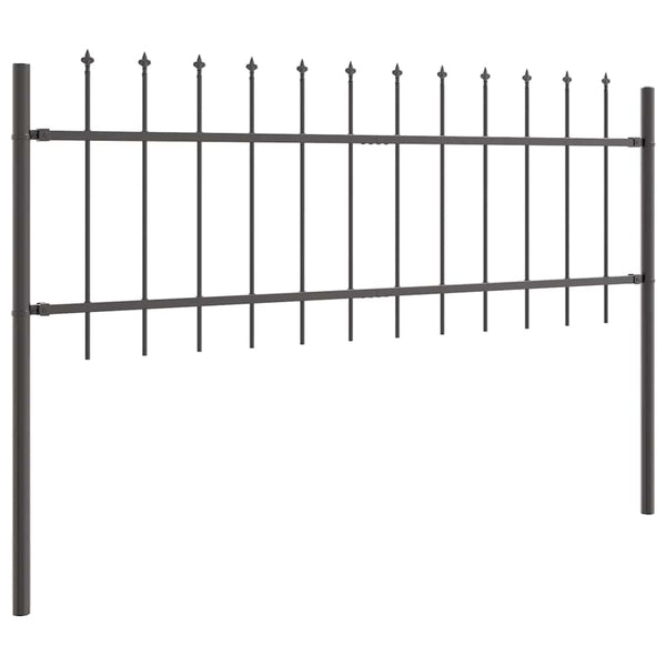 Gartenzaun 6er Set Grau Stahl 10,2x0,6m