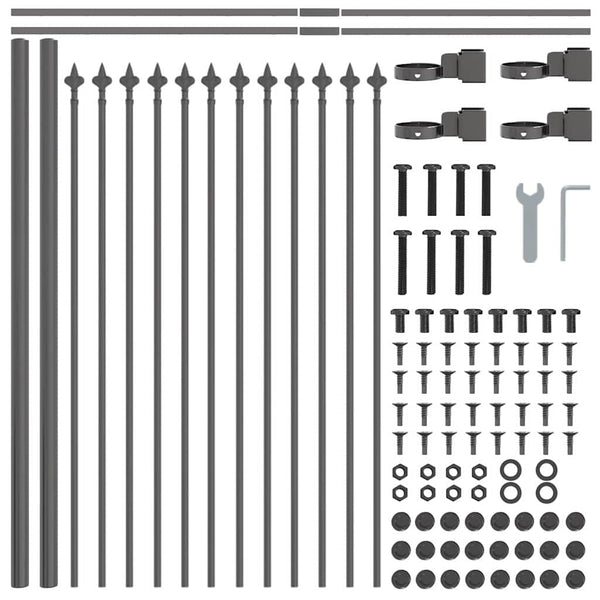 Gartenzaun 6er Set Grau Stahl 10,2x0,6m