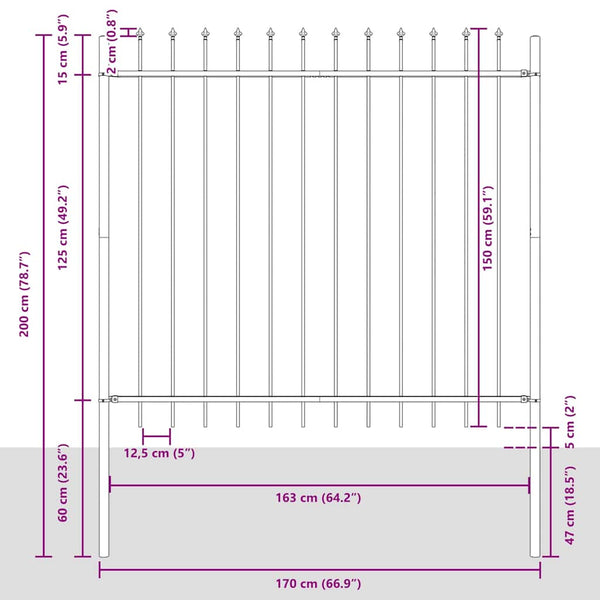 Gartenzaun 6-teilig Grau, 10,2x1,5m