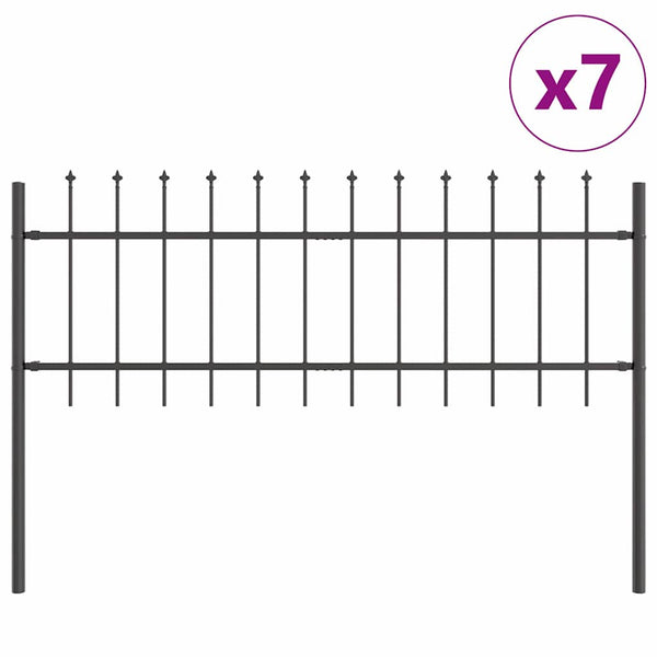 Gartenzaun-Set, 7-teilig, Grau, 11,9 m