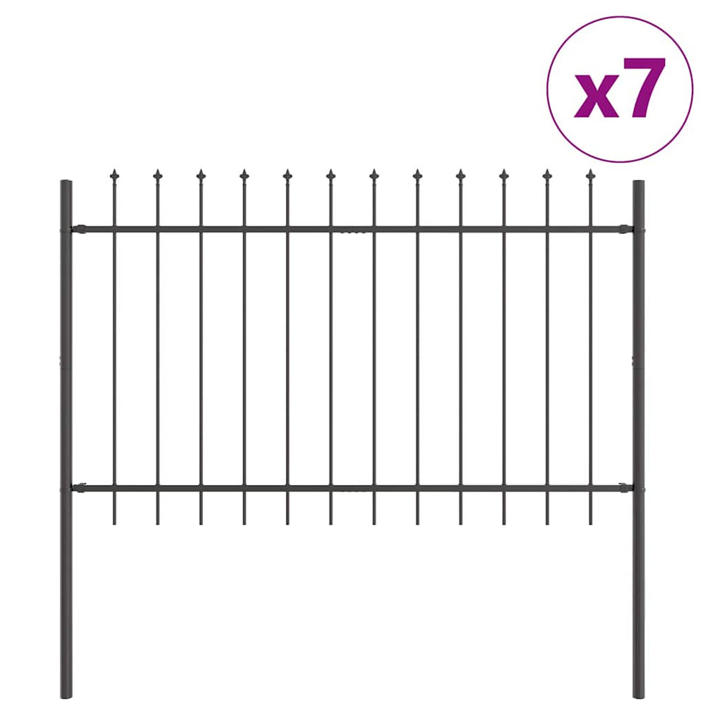 vidaXL Clôture de Jardin 7 pcs Gris 11,9 x 1,2 m Acier Enduit de Poudre