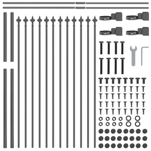 Grauer Gartenzaun 7-teilig, 11,9 x 1,2 m