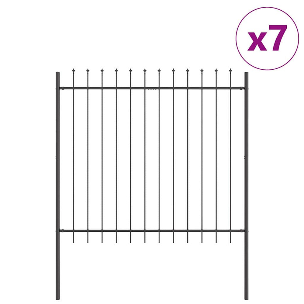 vidaXL Clôture de jardin 7 pcs Gris 11,9 x 1,5 m Acier thermolaqué