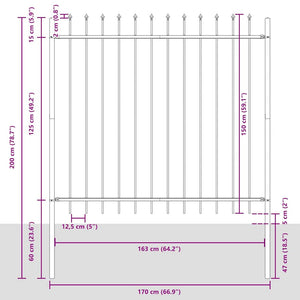 Gartenzaun Set Grau, 7-teilig, 11,9x1,5 m