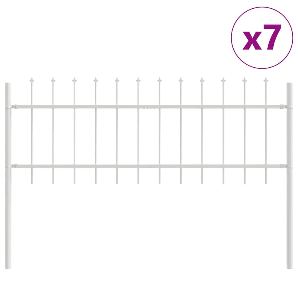 vidaXL Clôture de jardin 7 pcs Blanc 11,9 x 0,6 m Acier thermolaqué