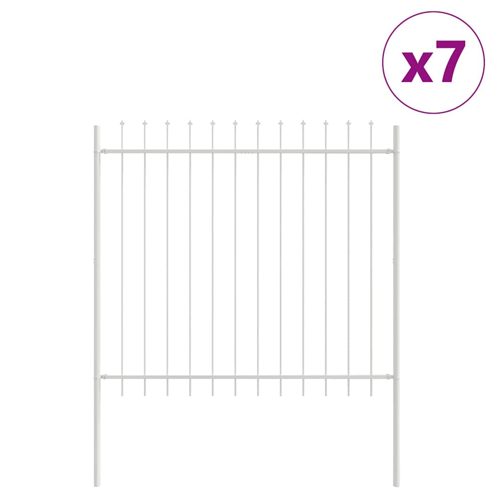 vidaXL Clôture de jardin 7 pcs Blanc 11,9 x 1,5 m Acier thermolaqué