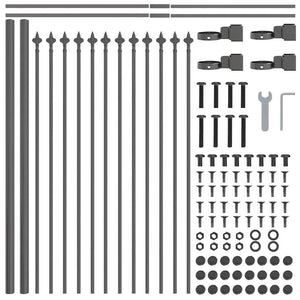 Gartenzaun 8er-Set Grau, 13,6x0,6 m