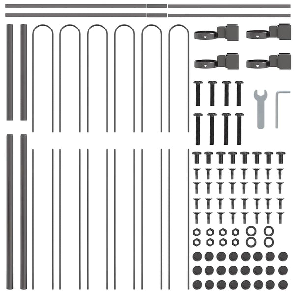 Grauer Gartenzaun, 8-teilig, 13,6 x 1,5 m
